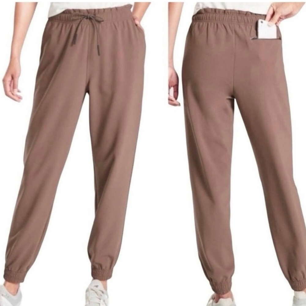 Athleta Metroplis Jogger brown women's size 6 thick elastic drawstring waistband